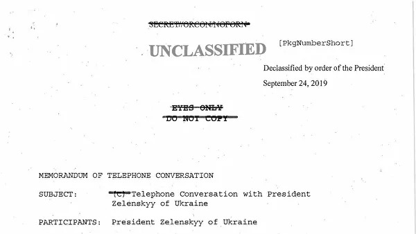 Белый дом опубликовал разговор Трампа с Зеленским